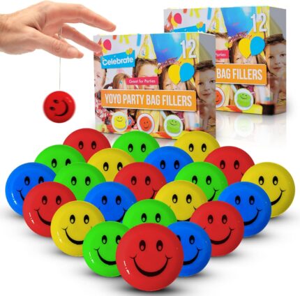 24pk Kids Yoyos – Assorted Smiley Design Yo-Yos for Party Bag Fillers