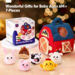 Plush Barn with Stuffed Farm Animals, Rattle, Crinkle Paper & Baby Mirror - Image 5