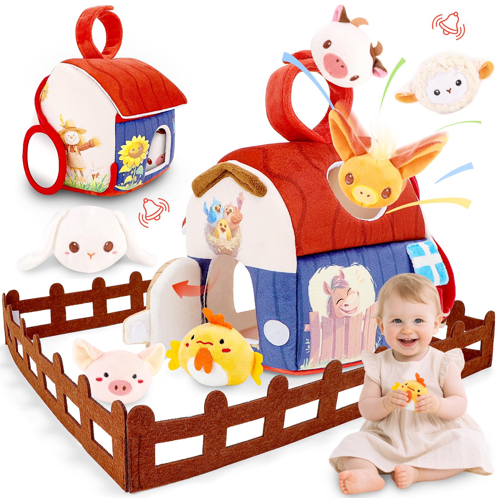 plush-barn-with-stuffed-farm-animals-rattle-crinkle-paper-baby-mirror Plush Barn with Stuffed Farm Animals