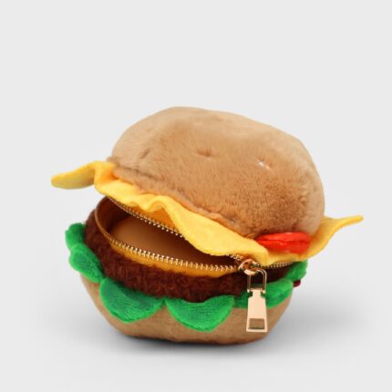 Suck UK Plush Burger Case - Fun Zipper Storage Pouch Animal Soft Toy