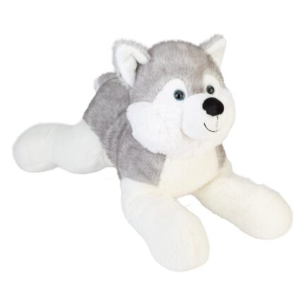 vfm-estore Lying Luxury Frosty Husky Soft Toy Two Tone Grey - 53cm x 18cm Soft Toy