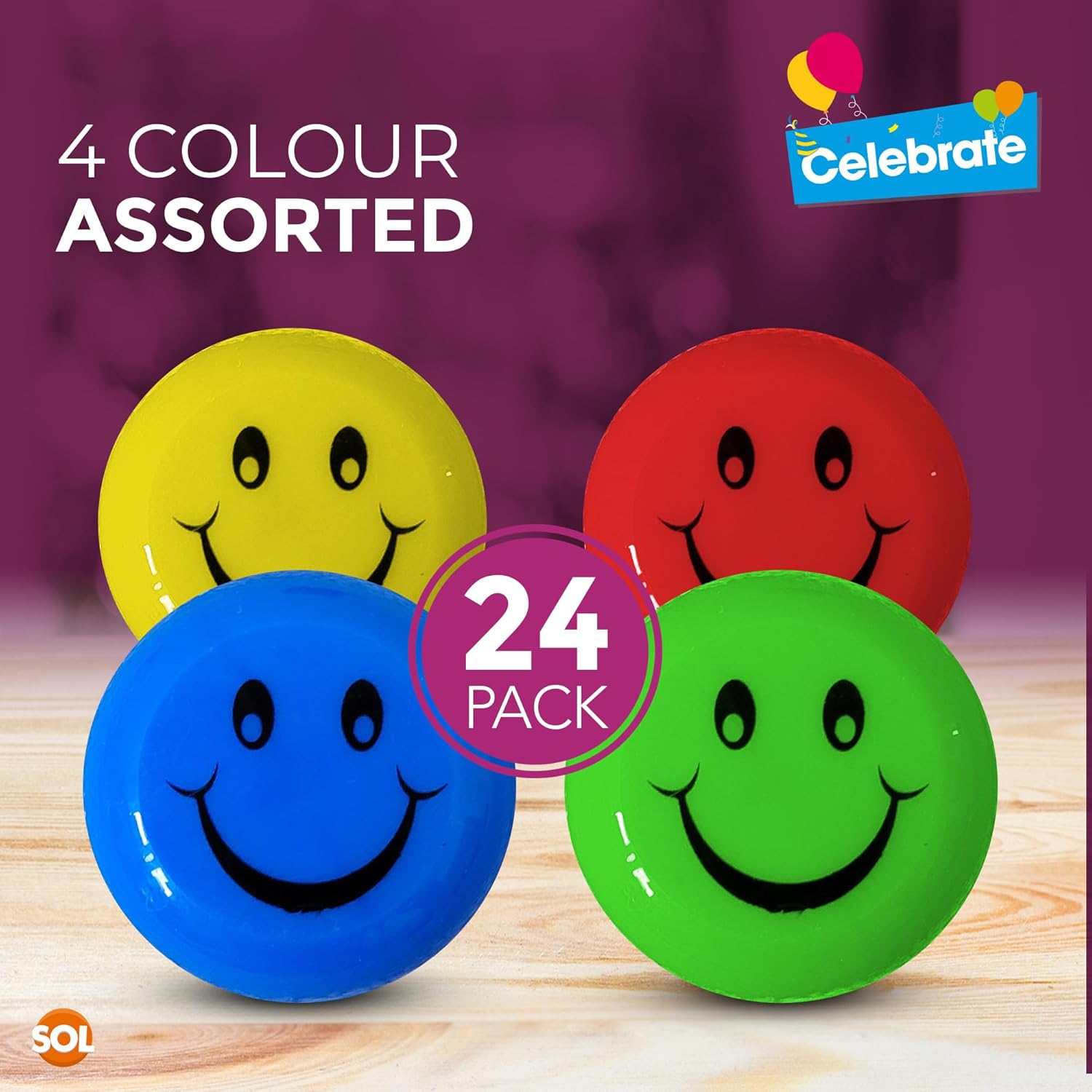 24pk Kids Yoyos – Assorted Smiley Design Yo-Yos for Party Bag Fillers, Fun Lightweight Toys for Beginners & Children’s Parties - Image 3