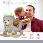 HOMCOM Kids Children Rocking Horse Plush Ride On Bear Seat with Sound Wood Base Seat Safety Belt Toddler Baby Toy for 18-36 Months Grey - Image 3