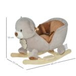 HOMCOM Kids Children Rocking Horse Plush Ride On Bear Seat with Sound Wood Base Seat Safety Belt Toddler Baby Toy for 18-36 Months Grey - Image 5