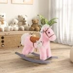 HOMCOM Kids Plush Ride-On Rocking Horse with Plush Toy Sound Handle Grip - Image 2