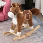 HOMCOM Kids Plush Rocking Horse w/ Moving Mouth Tail Sounds 18-36 Months Brown - Image 2