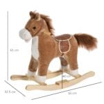 HOMCOM Kids Plush Rocking Horse w/ Moving Mouth Tail Sounds 18-36 Months Brown - Image 3