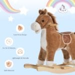 HOMCOM Kids Plush Rocking Horse w/ Moving Mouth Tail Sounds 18-36 Months Brown - Image 5