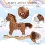 HOMCOM Kids Plush Rocking Horse w/ Moving Mouth Tail Sounds 18-36 Months Brown - Image 6