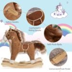 HOMCOM Kids Plush Rocking Horse w/ Moving Mouth Tail Sounds 18-36 Months Brown - Image 7