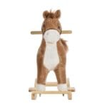 HOMCOM Kids Plush Rocking Horse w/ Moving Mouth Tail Sounds 18-36 Months Brown - Image 8