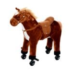 HOMCOM Kids Walking Ride on Horse Toy Plush Walk Pony with Wheels Sound Animal Soft Toy