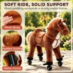 HOMCOM Kids Walking Ride on Horse Toy Plush Walk Pony with Wheels Sound - Image 4