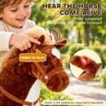 HOMCOM Kids Walking Ride on Horse Toy Plush Walk Pony with Wheels Sound - Image 5