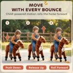 HOMCOM Kids Walking Ride on Horse Toy Plush Walk Pony with Wheels Sound - Image 6