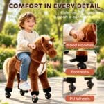 HOMCOM Kids Walking Ride on Horse Toy Plush Walk Pony with Wheels Sound - Image 7