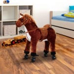 HOMCOM Kids Walking Ride on Horse Toy Plush Walk Pony with Wheels Sound - Image 8
