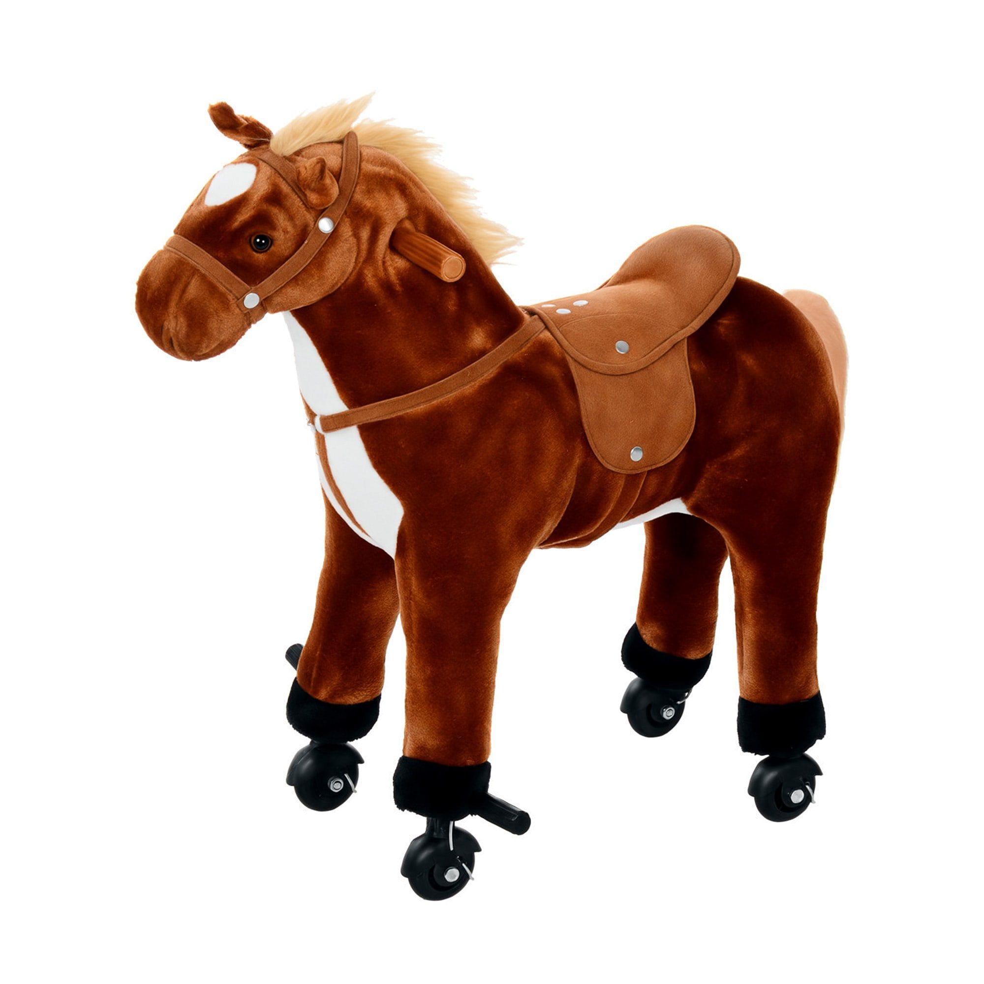 homcom-kids-walking-ride-on-horse-toy-plush-walk-pony-with-wheels-sound HOMCOM Kids Walking Ride on Horse Toy Plush Walk Pony with Wheels Sound Animal Soft Toy