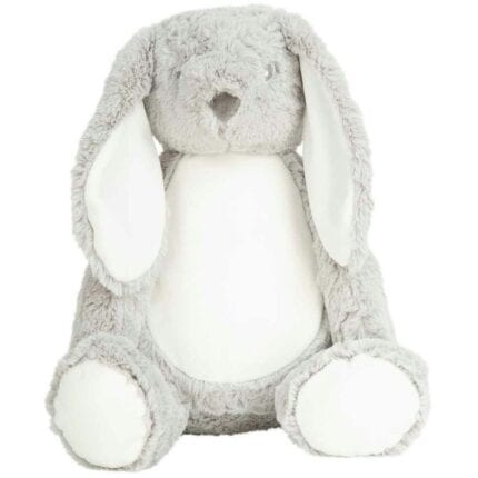 Mumbles Zippie Bunny Plush Toy - Grey - One Size Animal Soft Toy