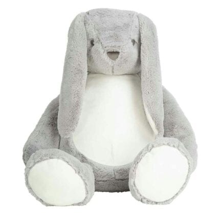 Mumbles Zippie Bunny Plush Toy - Grey/White - One Size Animal Soft Toy