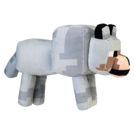 PMS Minecraft Wolf Soft Toy Grey - 28cm x 15cm Animal Soft Toy