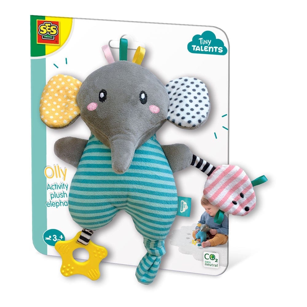ses-creative-tiny-talents-olly-activity-plush-elephant-13133 SES CREATIVE Tiny Talents Olly Activity Plush Elephant (13133) Animal Soft Toy