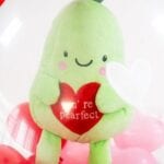 Valentine's Day You're Pear-fect Hand Drawn Hearts Stuffed Balloon Display Keepsake Gift with Pear Plush Toy - Inflated Balloon In A Box | Red - Image 2