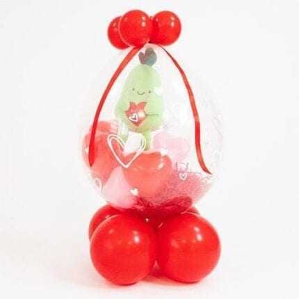 Valentine's Day You're Pear-fect Hand Drawn Hearts Stuffed Balloon Display Keepsake Gift with Pear Plush Toy - Inflated