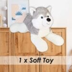 vfm-estore Lying Luxury Frosty Husky Soft Toy Two Tone Grey - 53cm x 18cm - Image 3