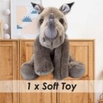 vfm-estore Rhino Premium Soft Toy Wildlife Zoo Animals Grey - 30cm x 12cm - Image 4